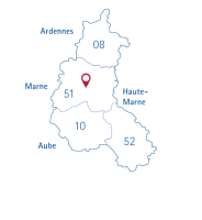 Carte des ressorts tribunal administratif de Châlons-en-Champagne